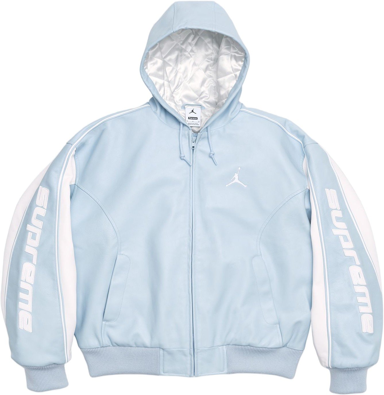 Supreme®/Jordan® Hooded Leather Jacket view 8